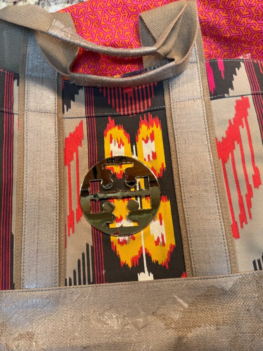 TORY BURCH MULTI COLOR CANVAS TOTE